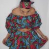 I.A.R Purple,blue matching top, skirt and headwrap one size