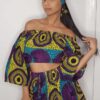 I.A.R Purple,yellow, blue, matching top,skirt and headwrap Size 10